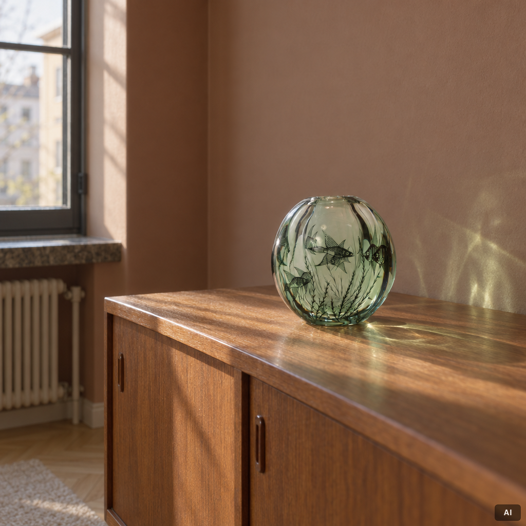 Edward Hald, a Fish Graal vase, Orrefors.