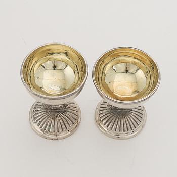 A pair of Swedish Empire Parcel-Gilt Silver Salt Cellars, mark of Gustaf Hoffstedt, Örebro 1825.