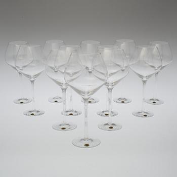 A set of twelve "Operakällaren" wine glasses by Reijmyre Glasbruk.