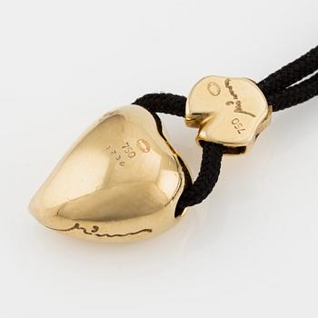 Georg Jensen, necklace, with heart, 18K gold, with cord.