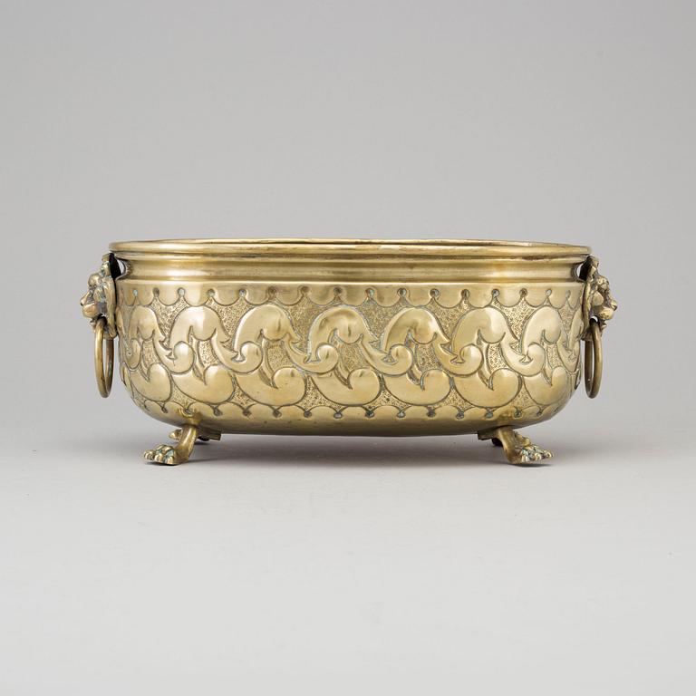 A 19th century brass jardiniere.