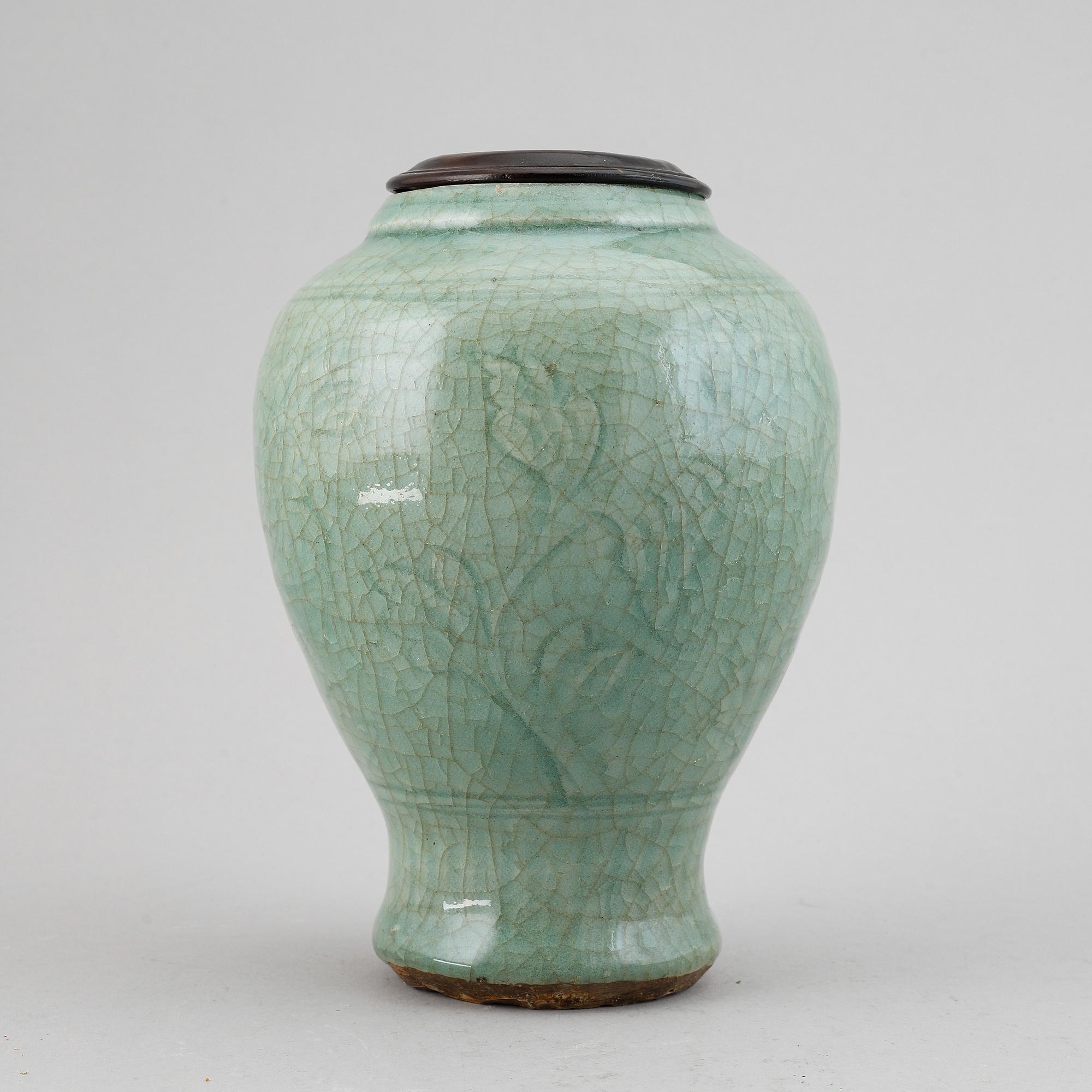 A celadon vase, Ming dynasty (1368-1644).