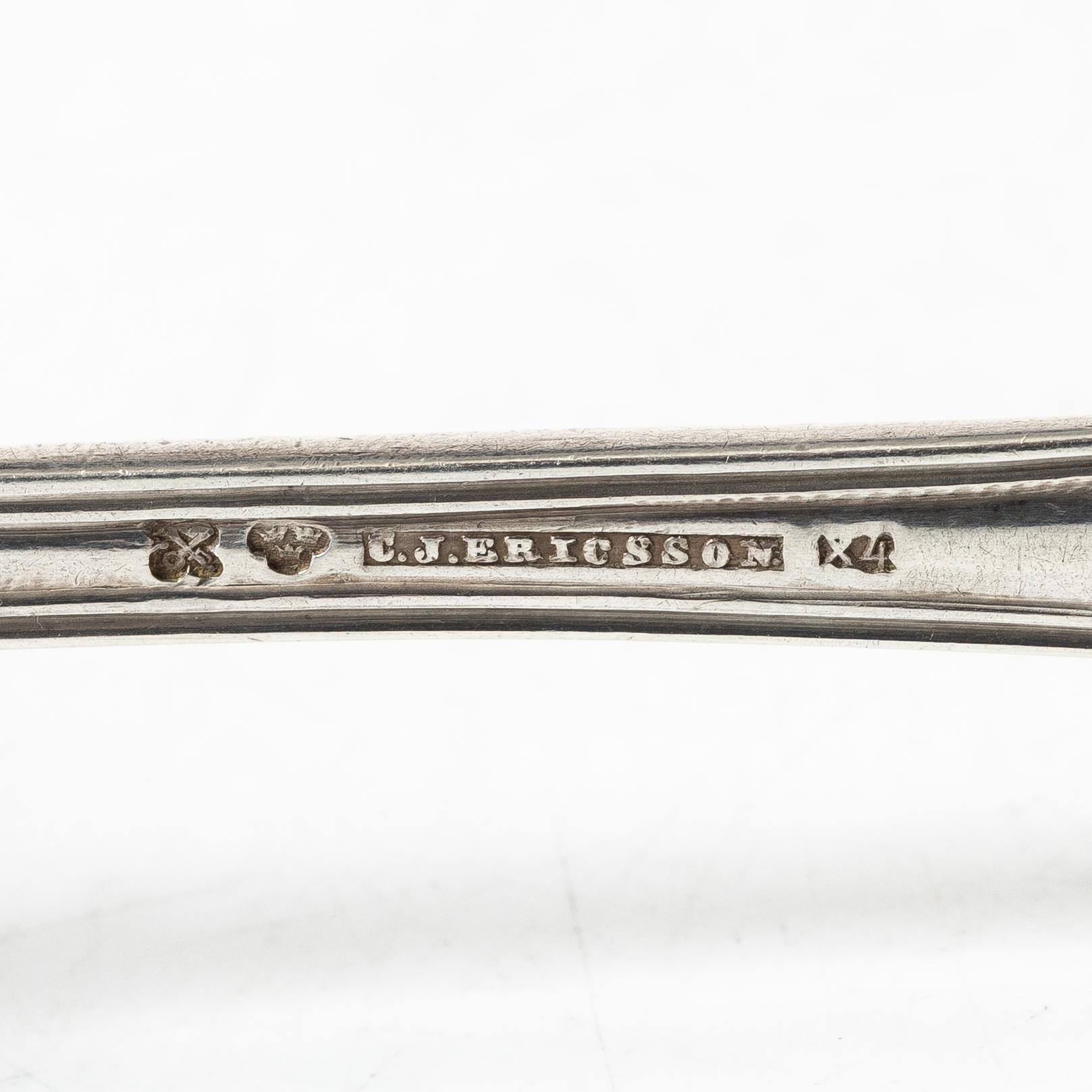 A Swedish silver cutlery service, model "Gammal fransk", including with mark of G Möllenborg, Stockholm 1907 (24 pieces).