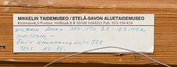 VICTORIA ÅBERG, olja på duk, osignerad, a tergo intyg.