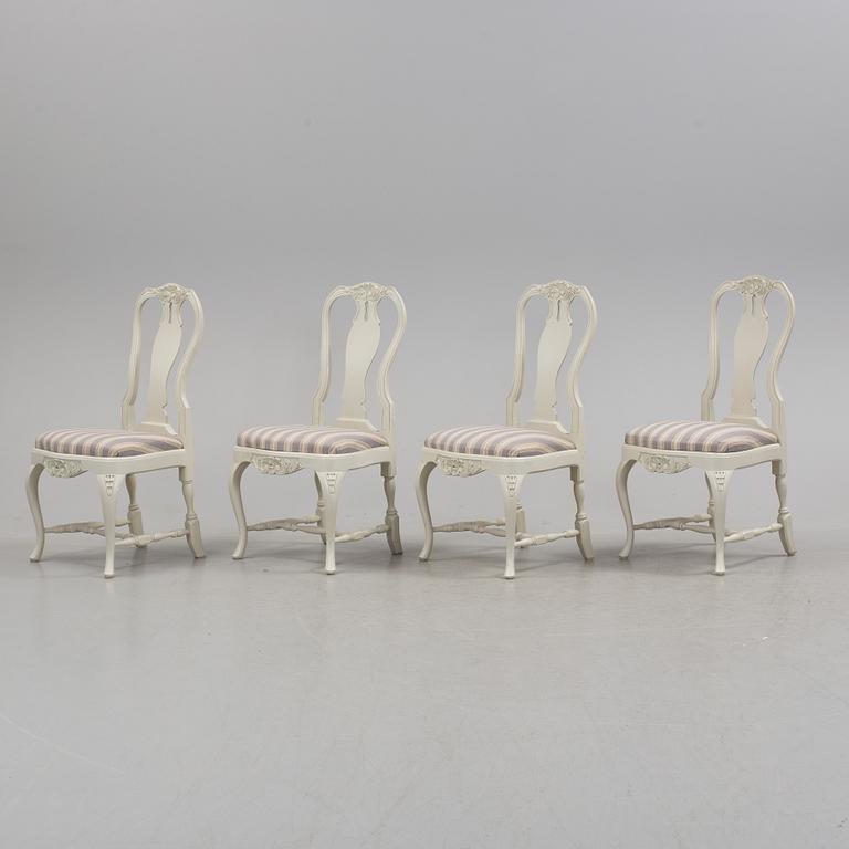 A set of four rococo style chiars, second half of the 20th century.