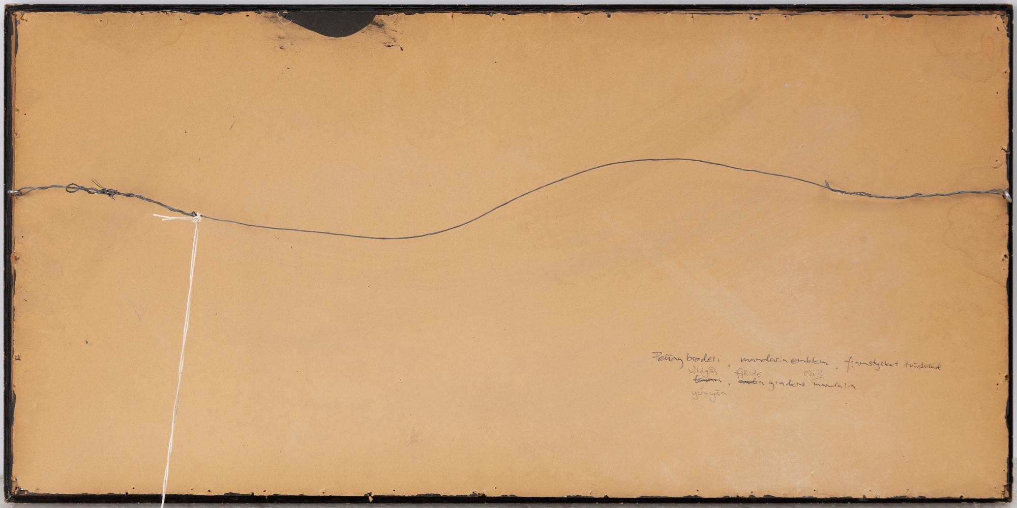 A pair of Chinese rank badges 'Buzi', late Qing dynasty.