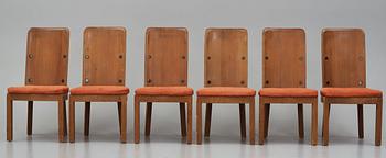 Axel Einar Hjorth, a set of six 'Lovö' chairs, Nordiska Kompaniet, Sweden 1930s.