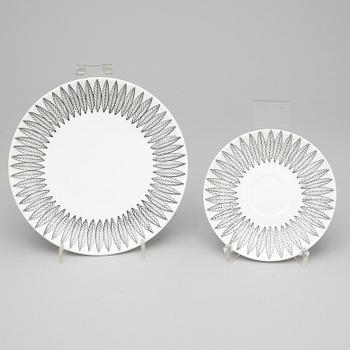 KAFFESERVIS, 12 delar, benporslin, "Salix", Stig Lindberg, Gustavsberg.