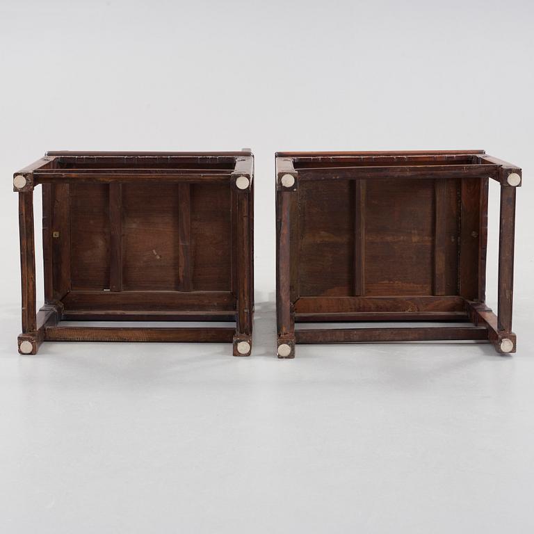 A pair of Zitan armchairs, 18/19th Century.