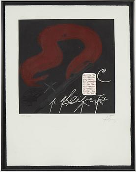 Antoni Tàpies, färgetsning, signerad XXXI/LXXXII.