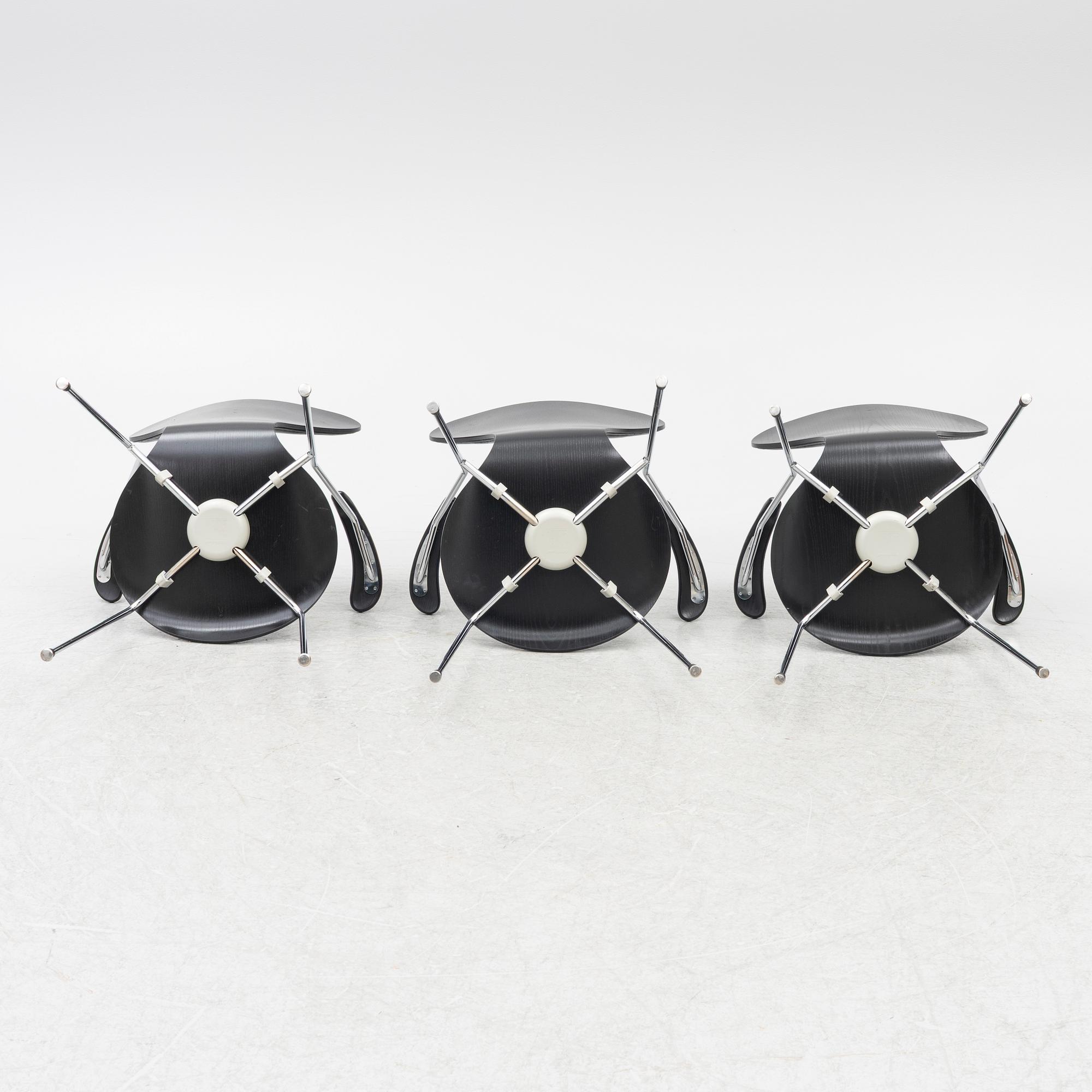 Arne Jacobsen, karmstolar, 3 st, modell 3207, "Sjuan", Fritz Hansen, Danmark.