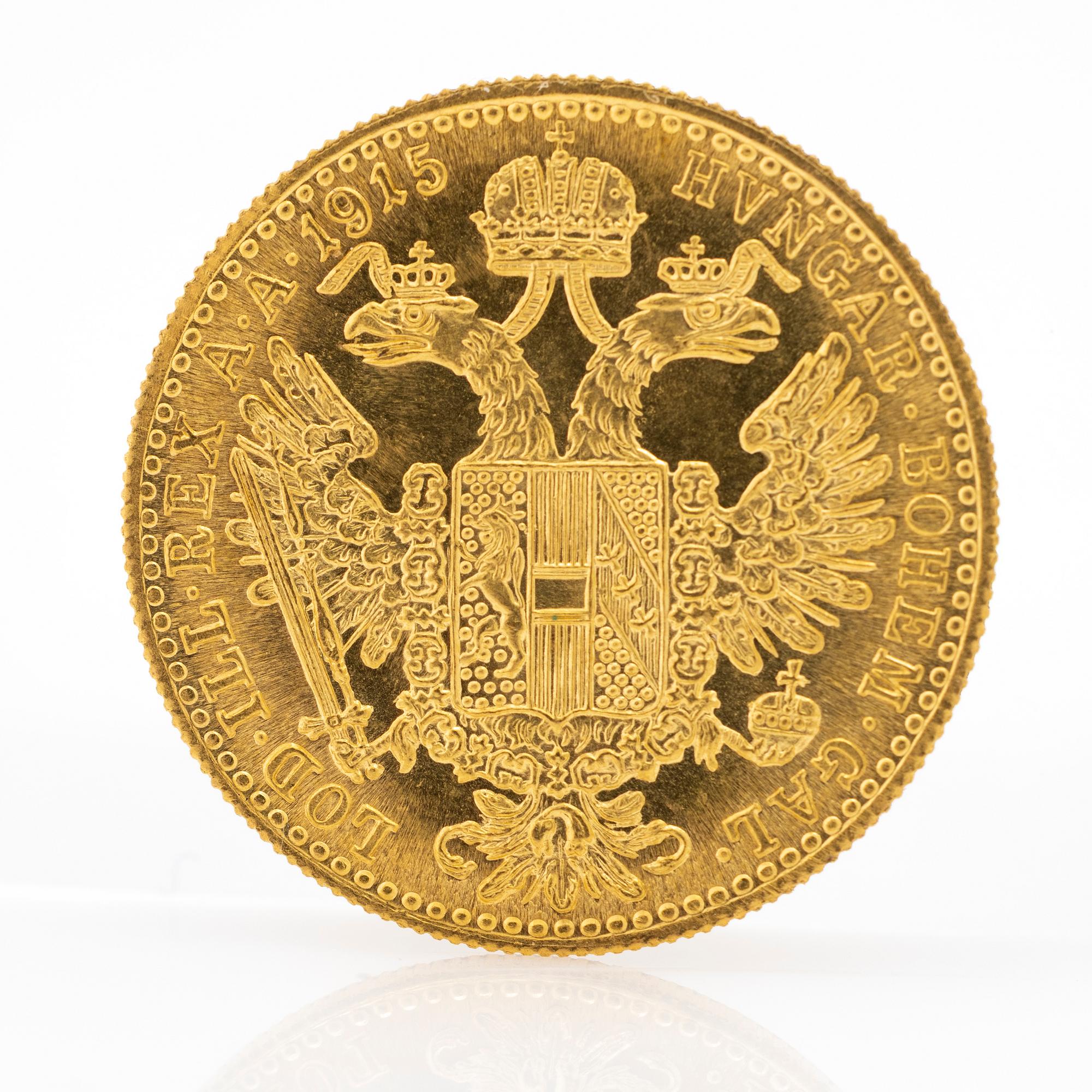 Gold coin, Austria-Hungary, Franz Joseph 1 Ducat, 1915.