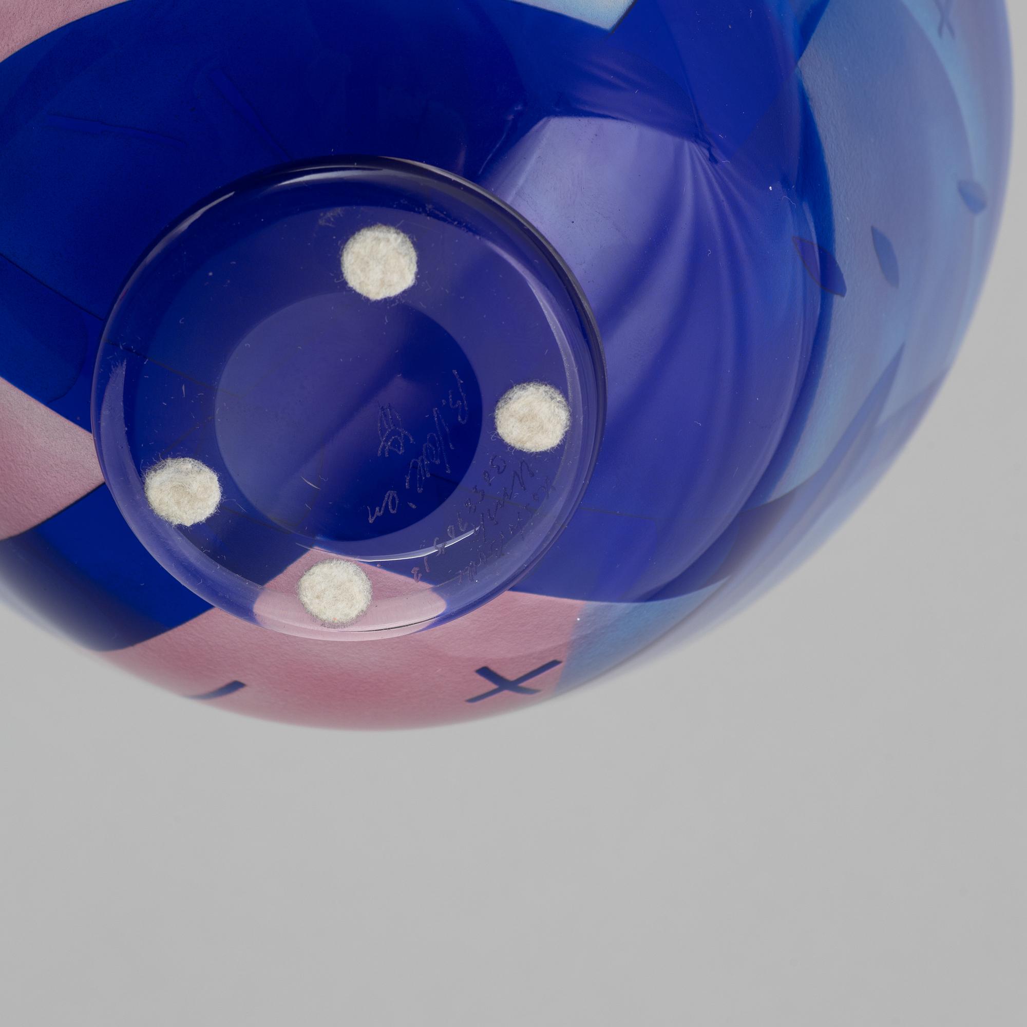 Bertil Vallien, a unique glass bowl, Kosta Boda, Sweden.