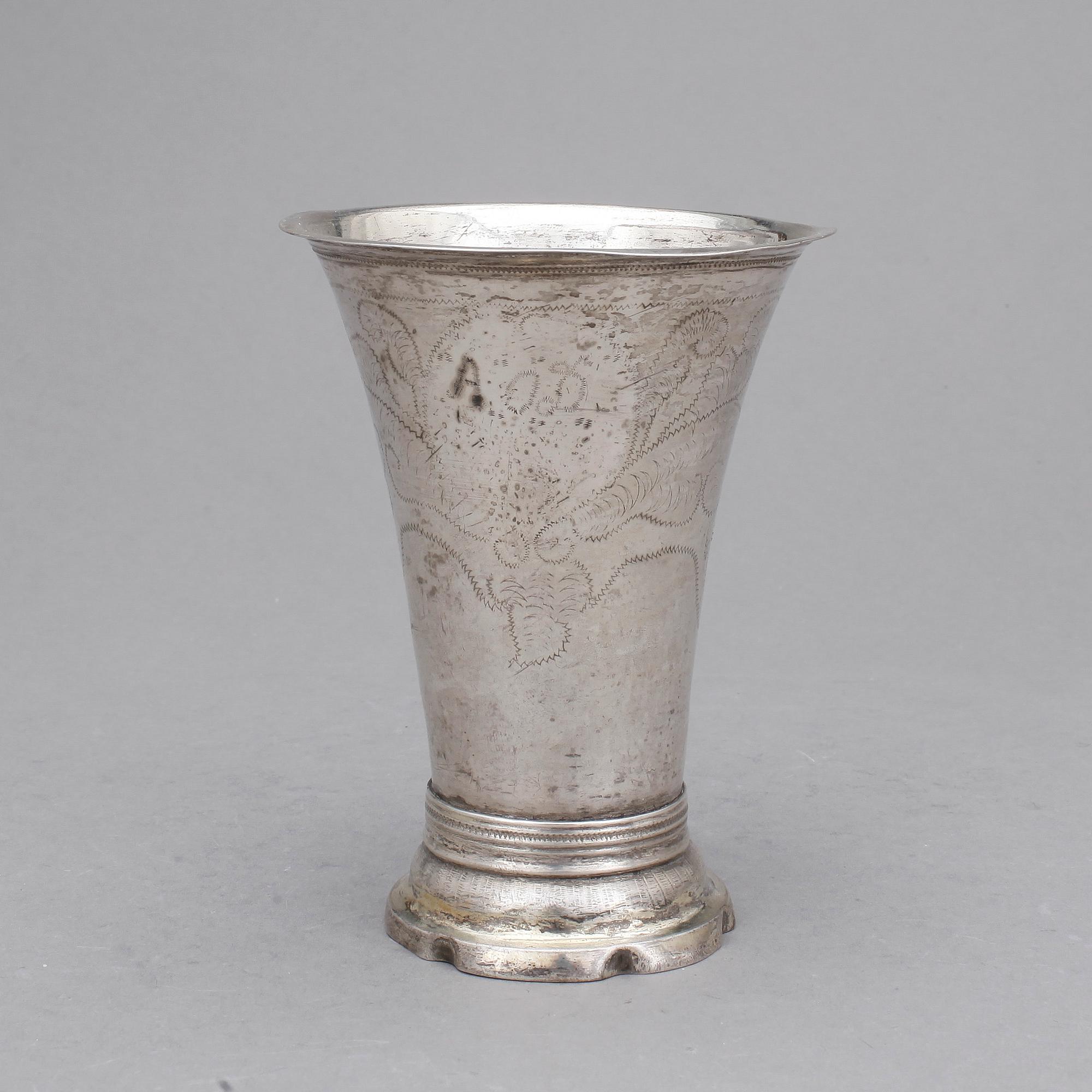 BÄGARE, silver, Carl Fredrik Seseman, Arboga 1797. Vikt ca 123 gram.