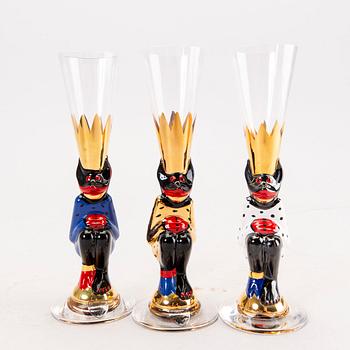 A set of six Gunnar Cyrén snaps glasses from Nobelservisen Orrerfors later part of the 20th century.