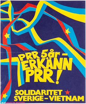 Political poster, "PRR 5 år", offset print, 1974.