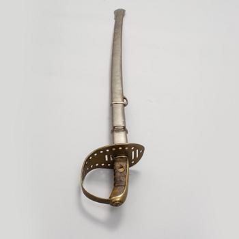A Swedish cavalry sabre 1867 pattern with scabbard.