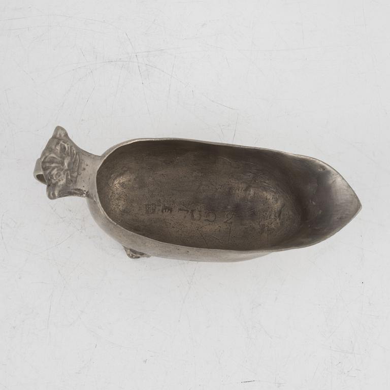 A pewter cream-jug, mark of Martin Moberg, Jönköping 1796.