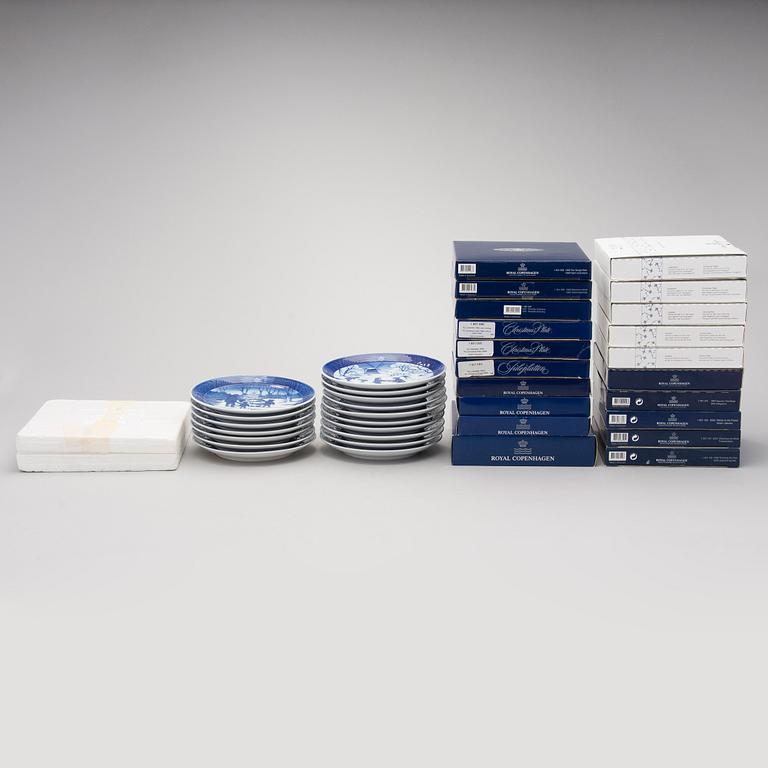 A set of 38 porcelain Christmas plates, Royal Copenhagen, Denmark, 1966 + 1973-2009.