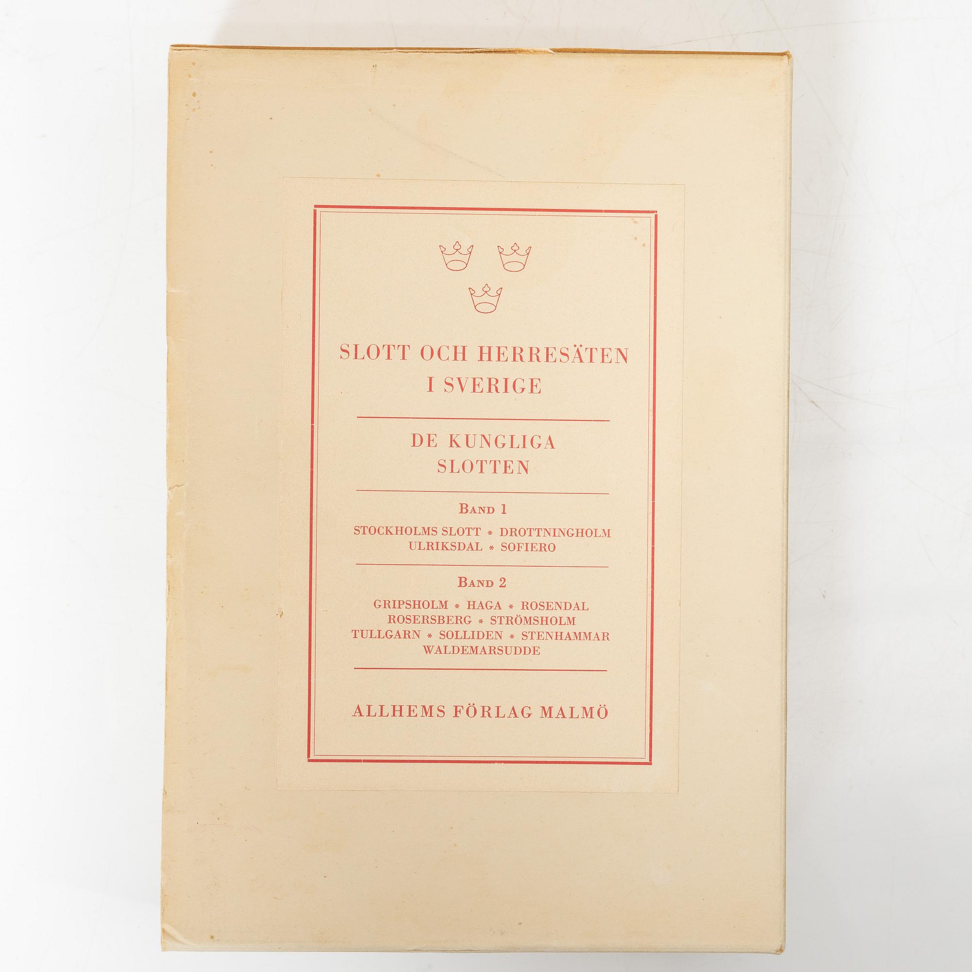 Books, 'Svenska slott och herresäten', 18 volumes, Allhems Förlag, Malmö, 1966-1971.