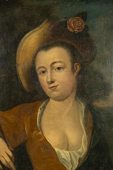 Okänd konstnär 1700-tal , Dam med ridspö.