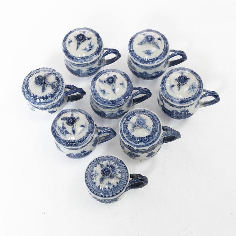 A group of eight Chinese blue and white porcelain custard cups with covers, Qing dynasty, Qianlong (1736-95).
