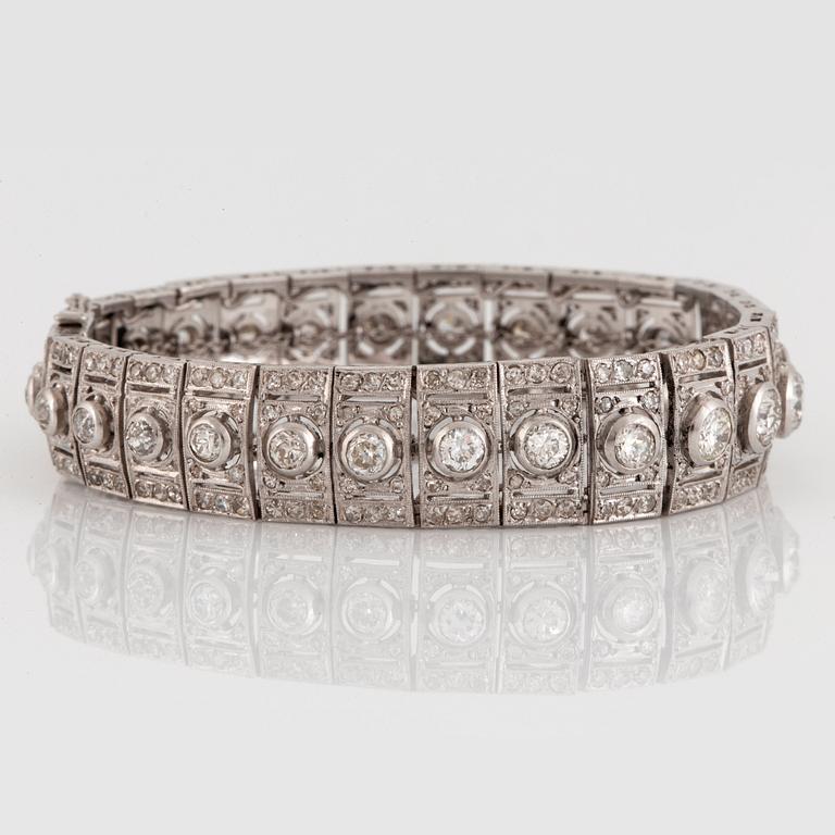 A platinum bracelet set with old- and eight-cut diamonds.