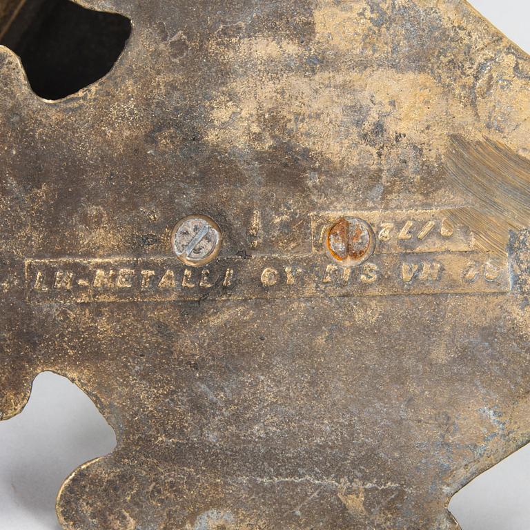 A bronze Ship's Bell mounted on wall bracket, from second half of the 20th century.