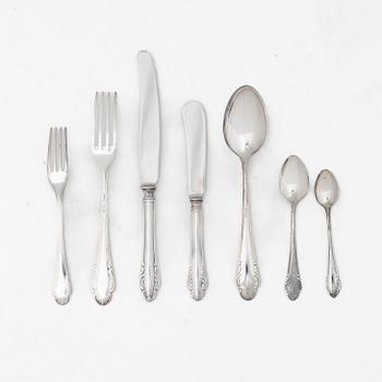 Bestickuppsättning, 58 delar, silver, modell "Haga", bl a JL Hultman, Stockholm 1951.