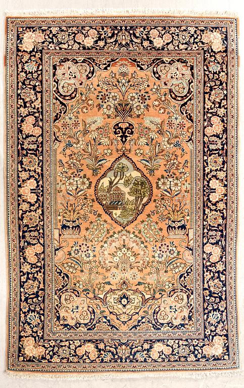 A semiantique Keshan dosar carpet ca 203x132 cm.