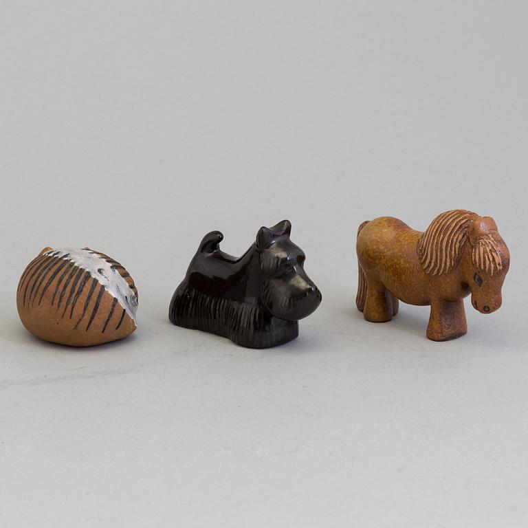 Three Lisa Larson stoneware figurines from Gustavsberg.