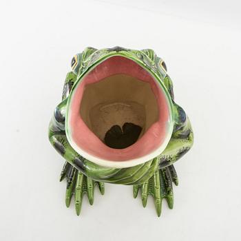 Floor vase in the form of a frog, 20th century, glazed ceramic.