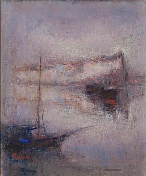 Elvi Maarni, olja på pannå, signerad.