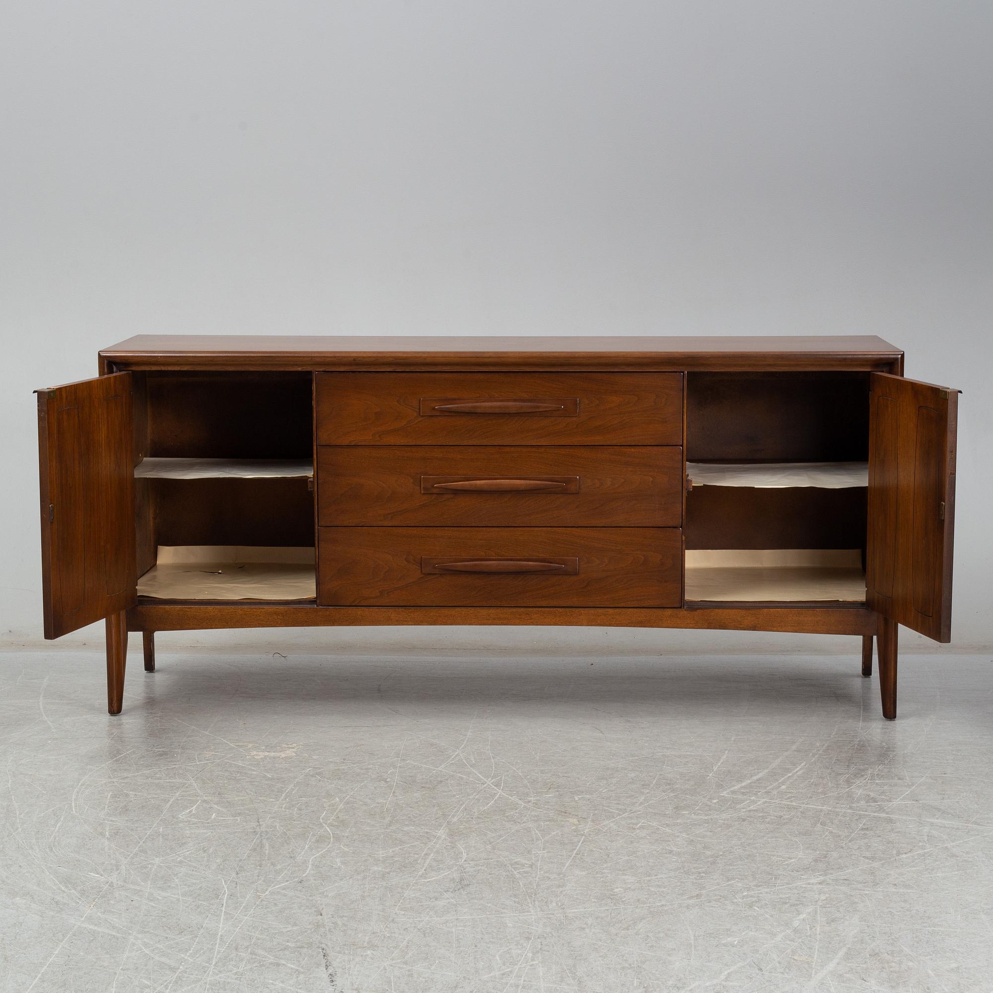 A walnut veneered sideboard, second half of the 20th century.
