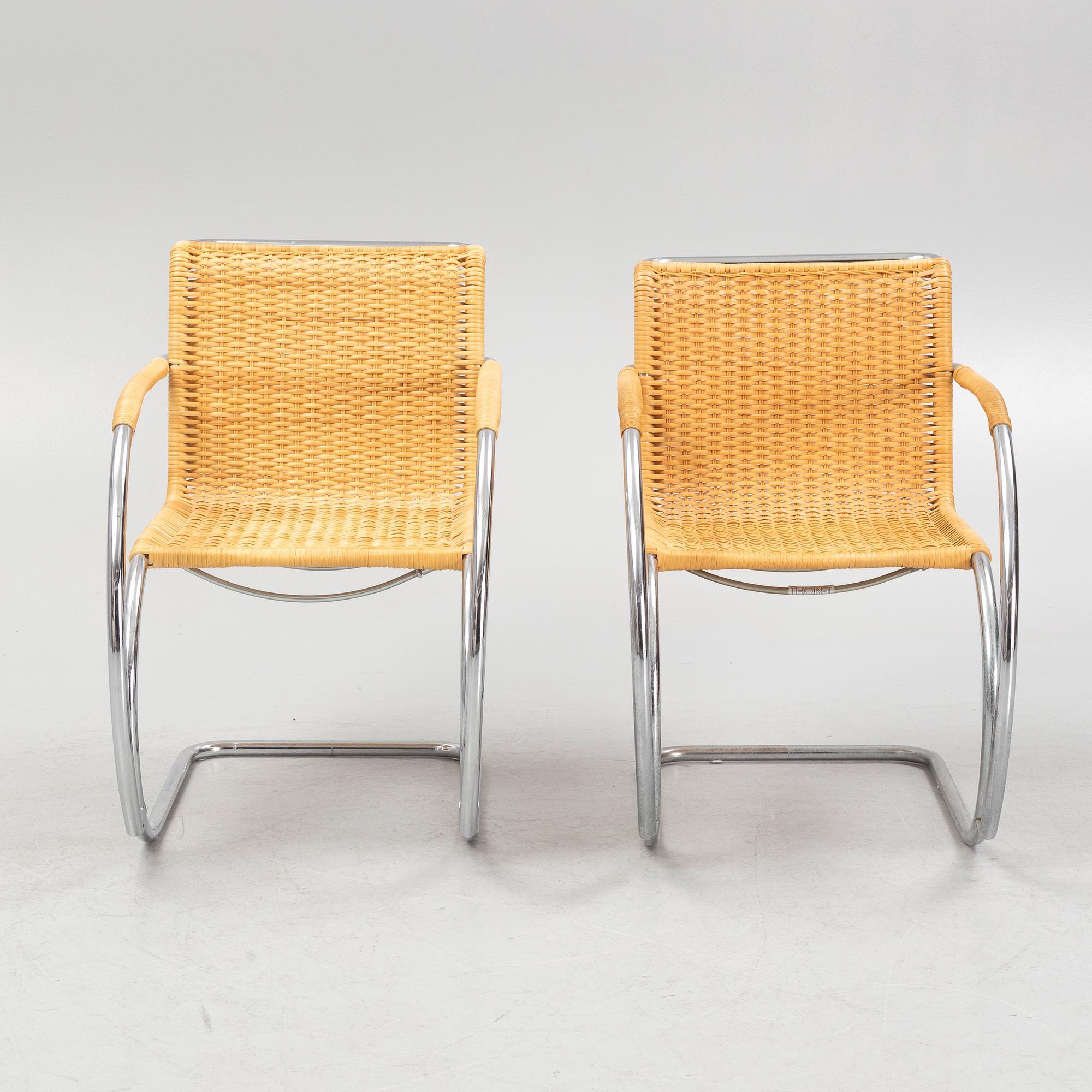 Ludwig Mies van der Rohe, armchairs, a pair, "MR20", Thonet.