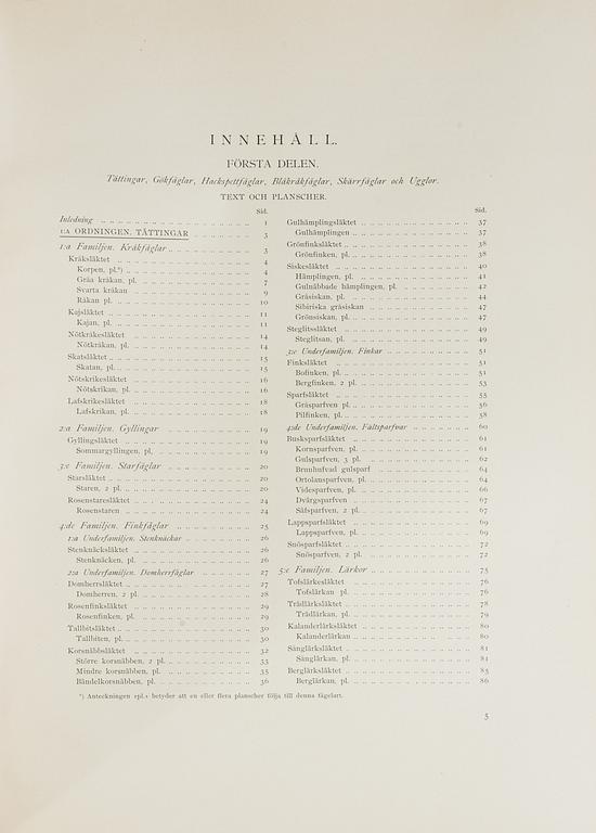 M, W & F VON WRIGHT, boks, 3 volumes, "Svenska fåglar", A. Börtzells tryckeri AB Stockholm, 1927-1929.