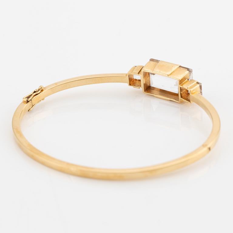 Bracelet 18K gold with step-cut rock crystal, Stigbert.