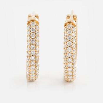 Earrings hoops, 18K gold with brilliant-cut diamonds.
