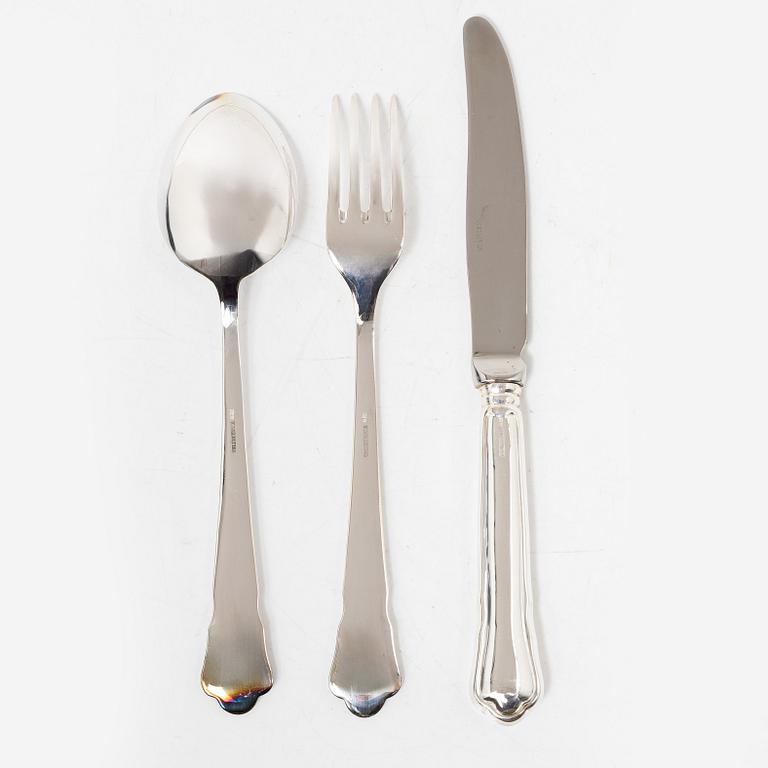 A 36-piece silver cutlery service, model Chippendale, EJA, 20207.