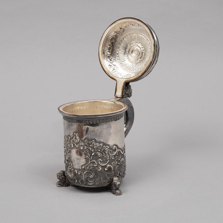 Dryckeskanna, barockstil, silver, svensk importstämpel, 1900-talets första hälft.