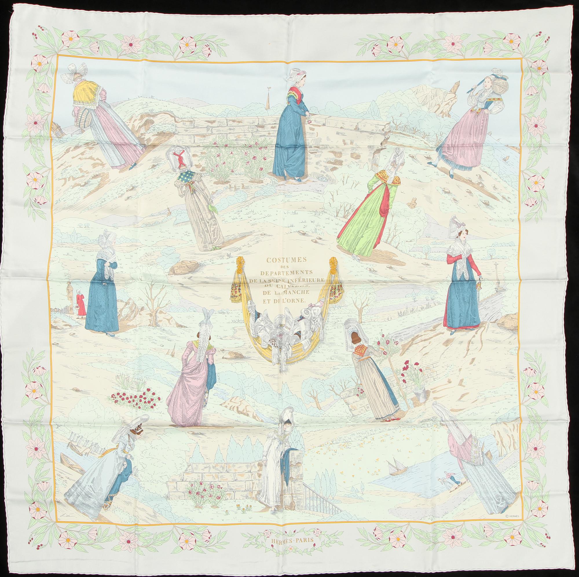 SCARF, siden, "Costumes des departements ,Zoe Pauwels, Hermès, Paris.