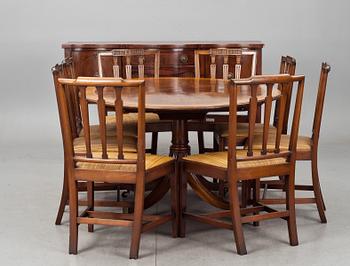 MATSALSMÖBLEMANG, 10 delar, regencystil, bl a Lysberg & Hansen, Danmark, 1900-tal.