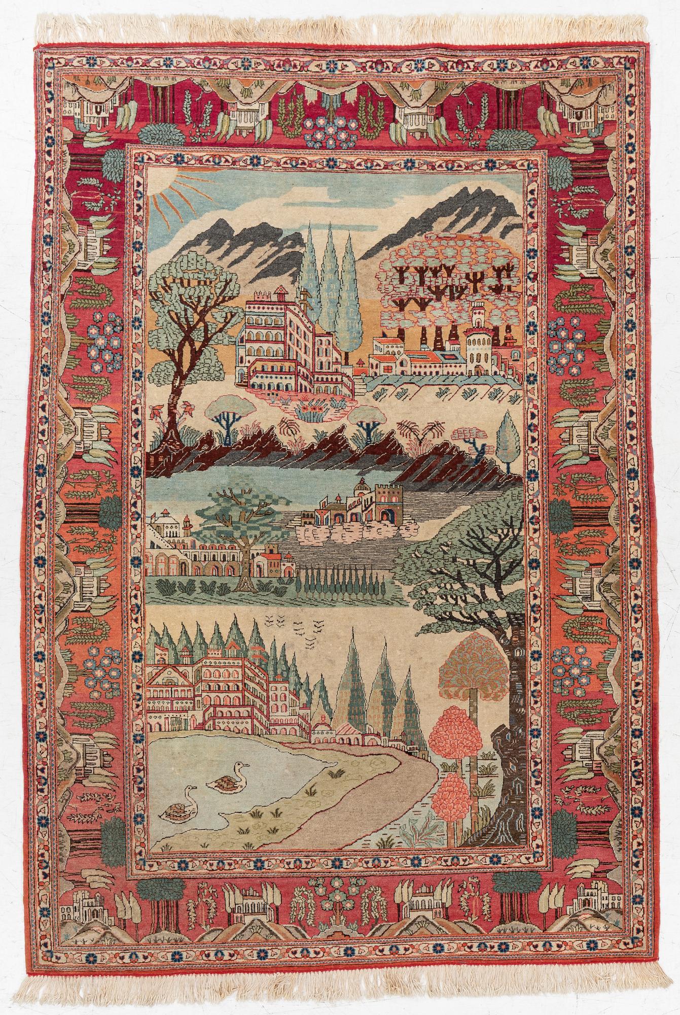 Carpet, figural. approx. 200 x 140 cm.