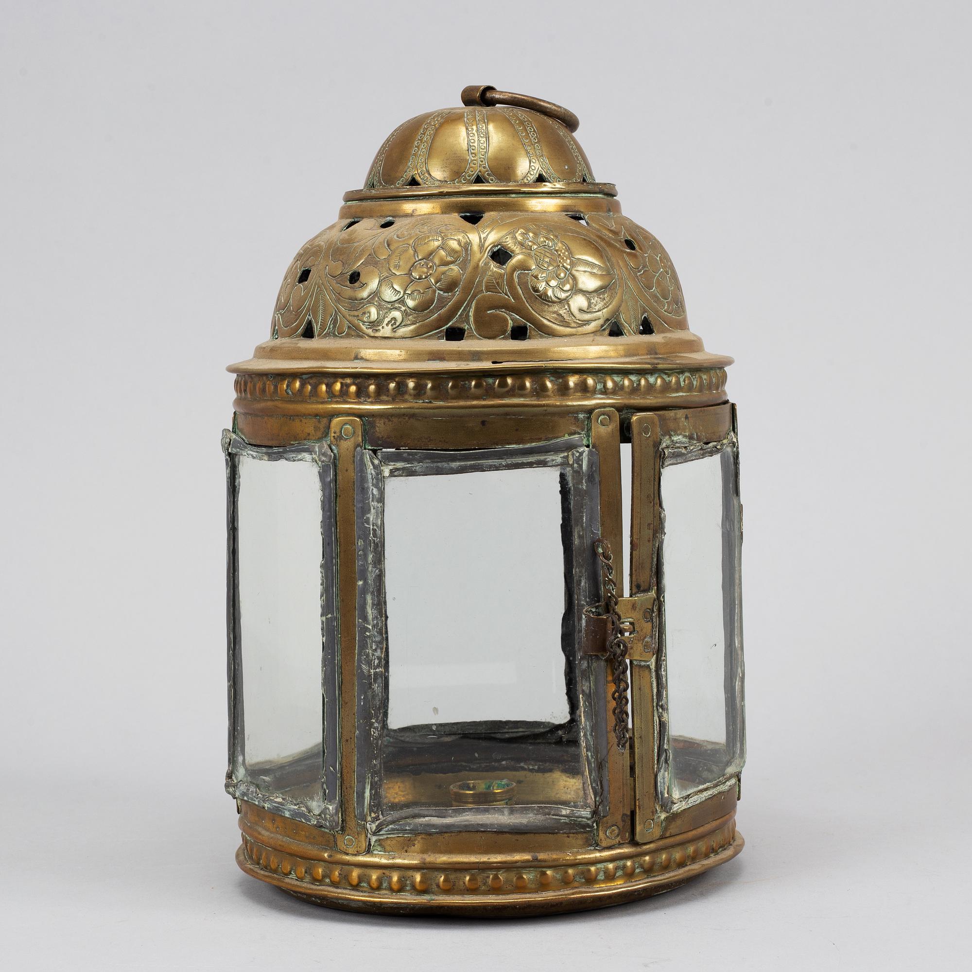 An 18th century brass lantern.