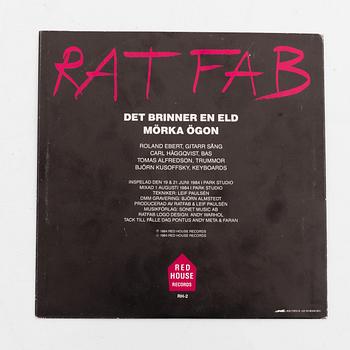 Vinyl record, Rat Fab, "Det brinner en eld". Cover designed by Andy Warhol, 1984.