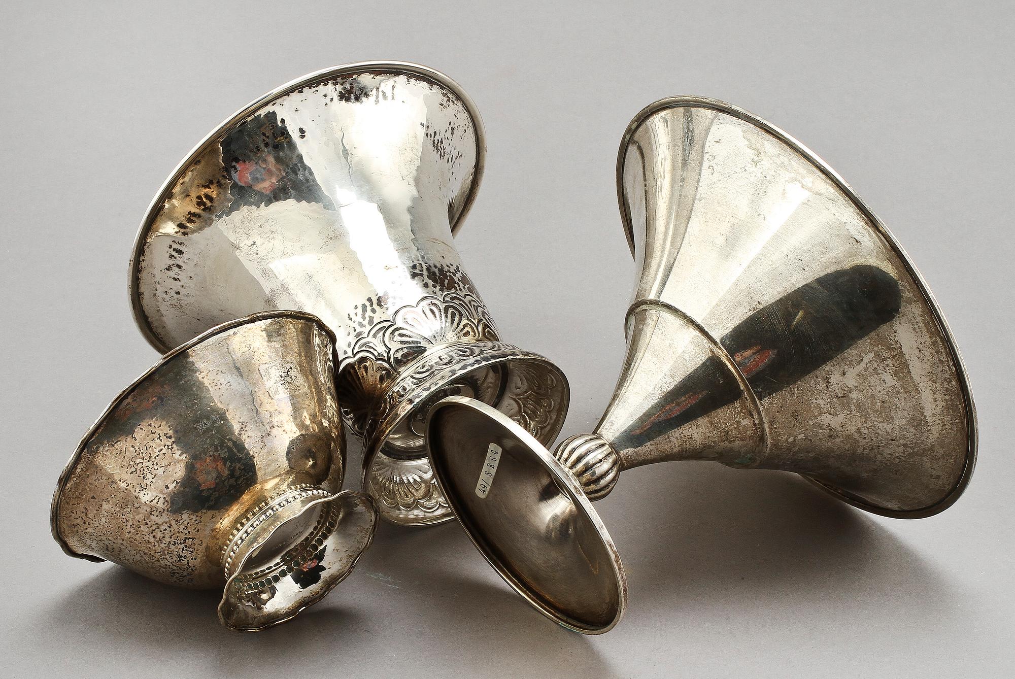 SKÅLAR, 3 st, silver, 1900-tal. Vikt ca 508 g.