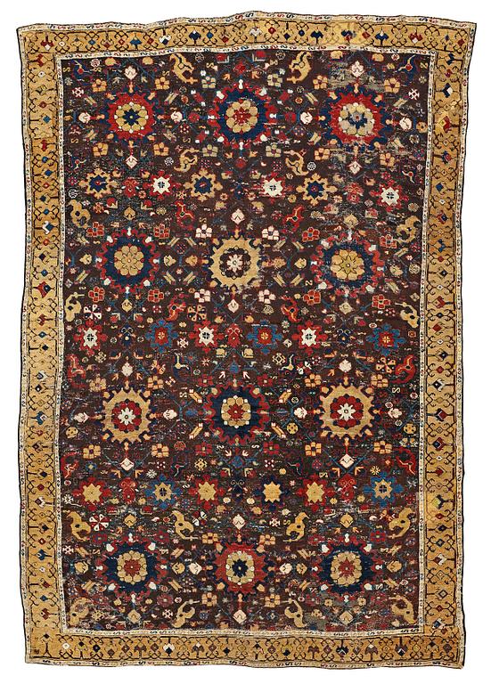 MATTFRAGMENT, antik Karabagh 1700-tal, ca 293-300,5 x 202,5-205,5 c.