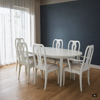 Carl Malmsten, a dinner table with six chairs, 'Brunnsviken', Sweden, second half of the 20th century.