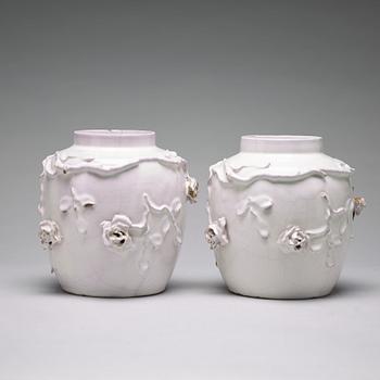 A pair of Swedish faiance jars, Marieberg, period of Ehrenreich (1758-66).