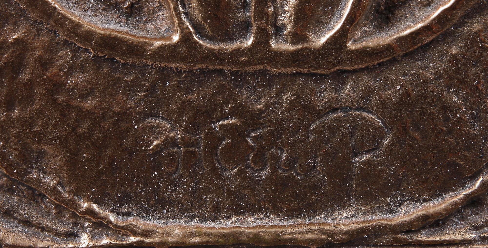 HENRY HEERUP, relief, brons, sign.